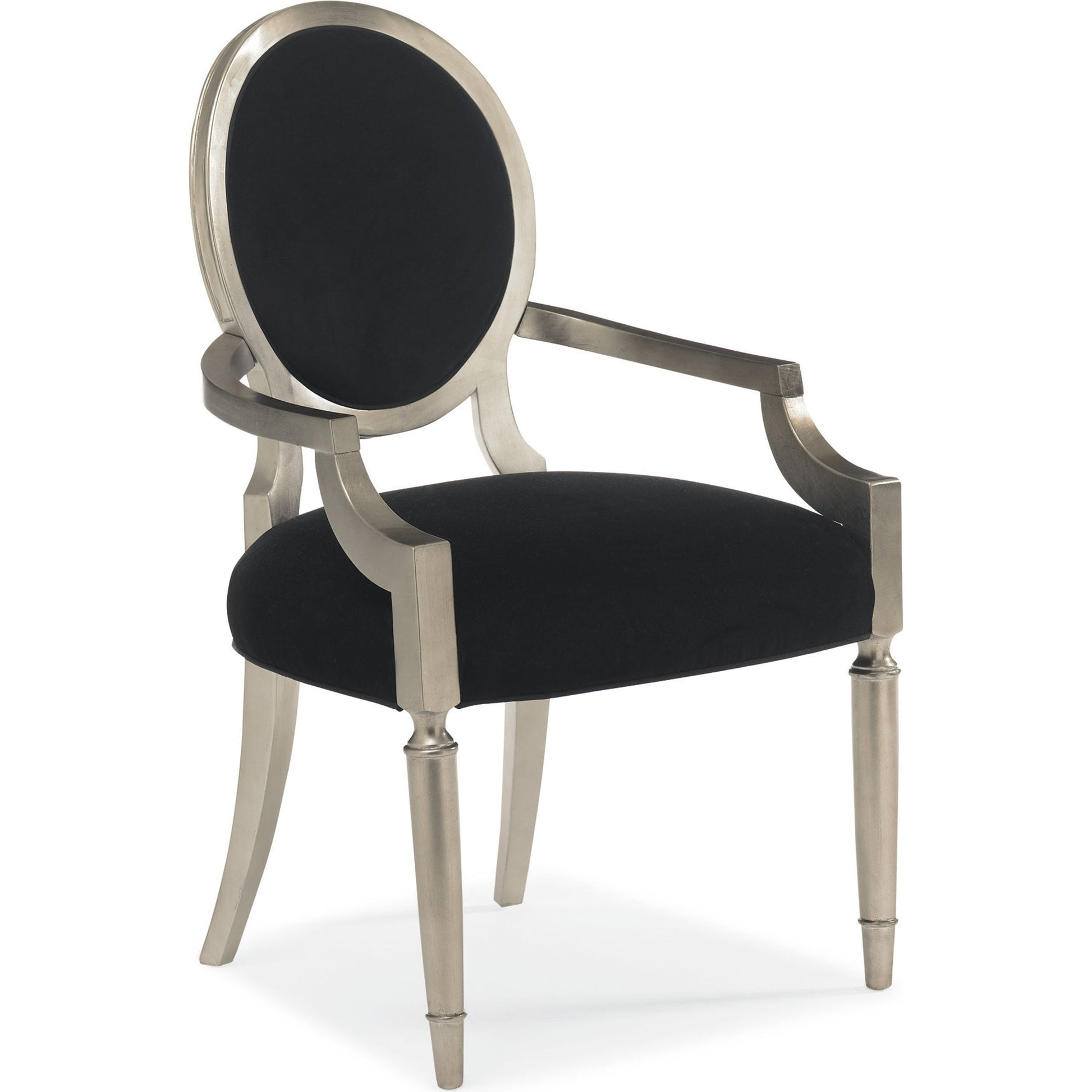 Chit-Chat Arm Chair (Set of 2) by Caracole in pearl and radiant pearl, sparkling argent. Made from birch in a transitional style.
