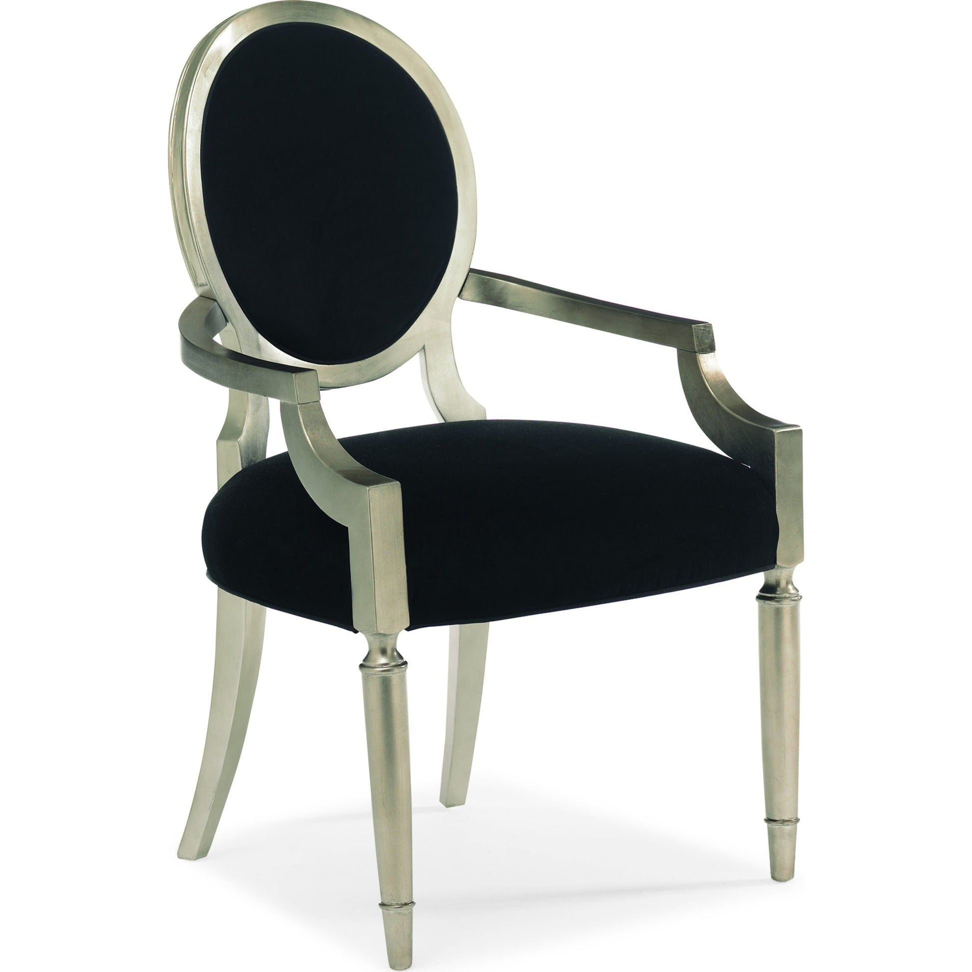 Chit-Chat Arm Chair (Set of 2) by Caracole in pearl and radiant pearl, sparkling argent. Made from birch in a transitional style.