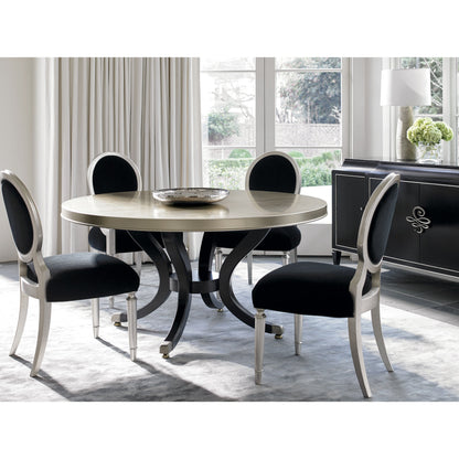 Chit-Chat Side Chair (Set of 2) by Caracole in black, silver and taupe silver leaf. Made from birch solids in a transitional style.