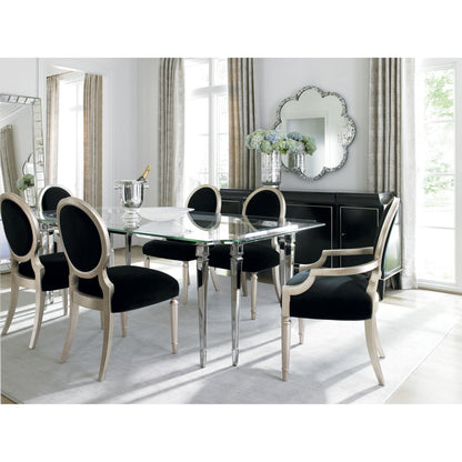 Chit-Chat Arm Chair (Set of 2) by Caracole in pearl and radiant pearl, sparkling argent. Made from birch in a transitional style.