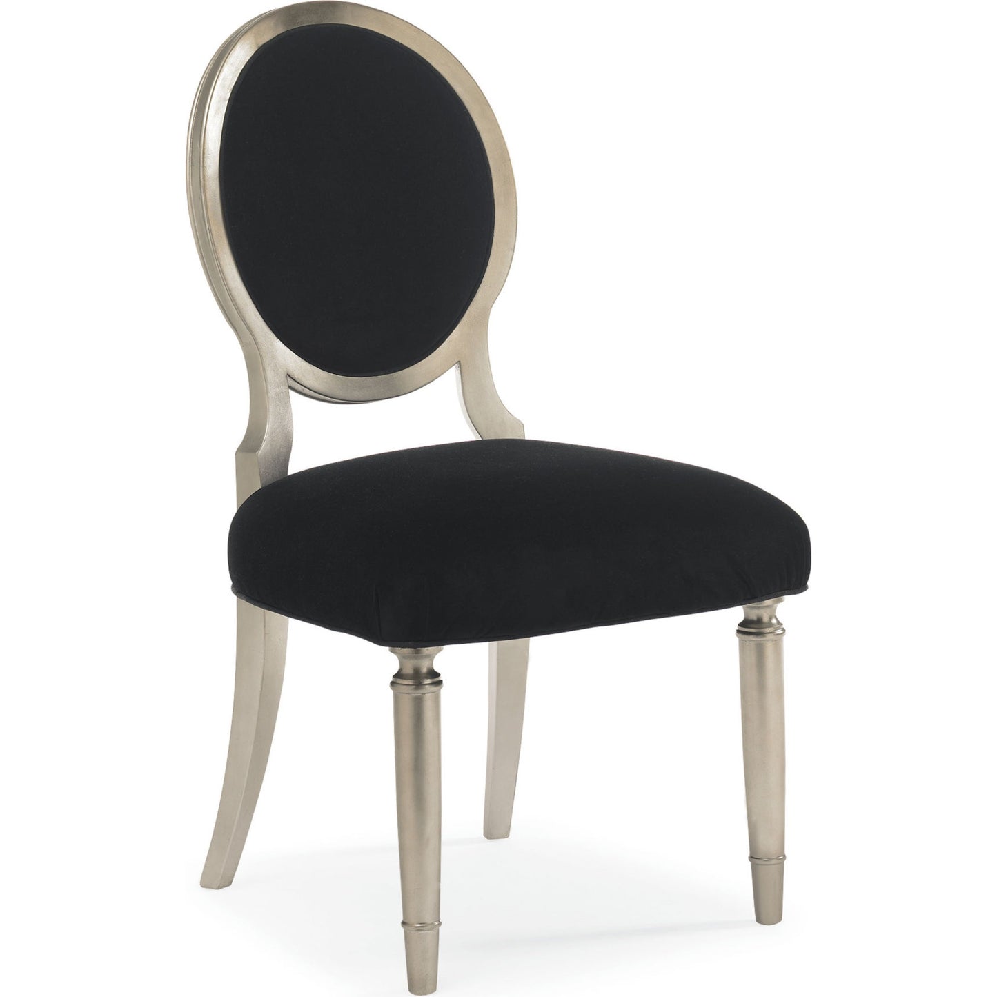 001 SR-768581 | Primary Silo | Chit-Chat Side Chair (Set of 2) by Caracole in black, silver and taupe silver leaf. Made from birch solids in a transitional style.