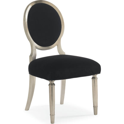 Chit-Chat Side Chair (Set of 2) by Caracole in black, silver and taupe silver leaf. Made from birch solids in a transitional style.