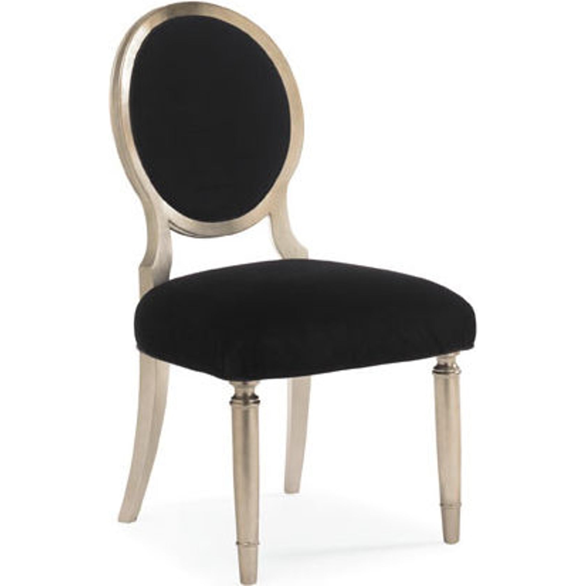 Chit-Chat Side Chair (Set of 2) by Caracole in black, silver and taupe silver leaf. Made from birch solids in a transitional style.