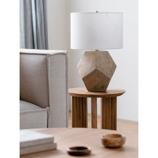 Terranova Accent Table Lamp - 524585 by Surya in body: brown, metallic - brass, shade: white, finial: metallic - nickel, harp: metallic - nickel, cord: translucent and antiquedplatedplated. Made from cement, metal, cotton in a 