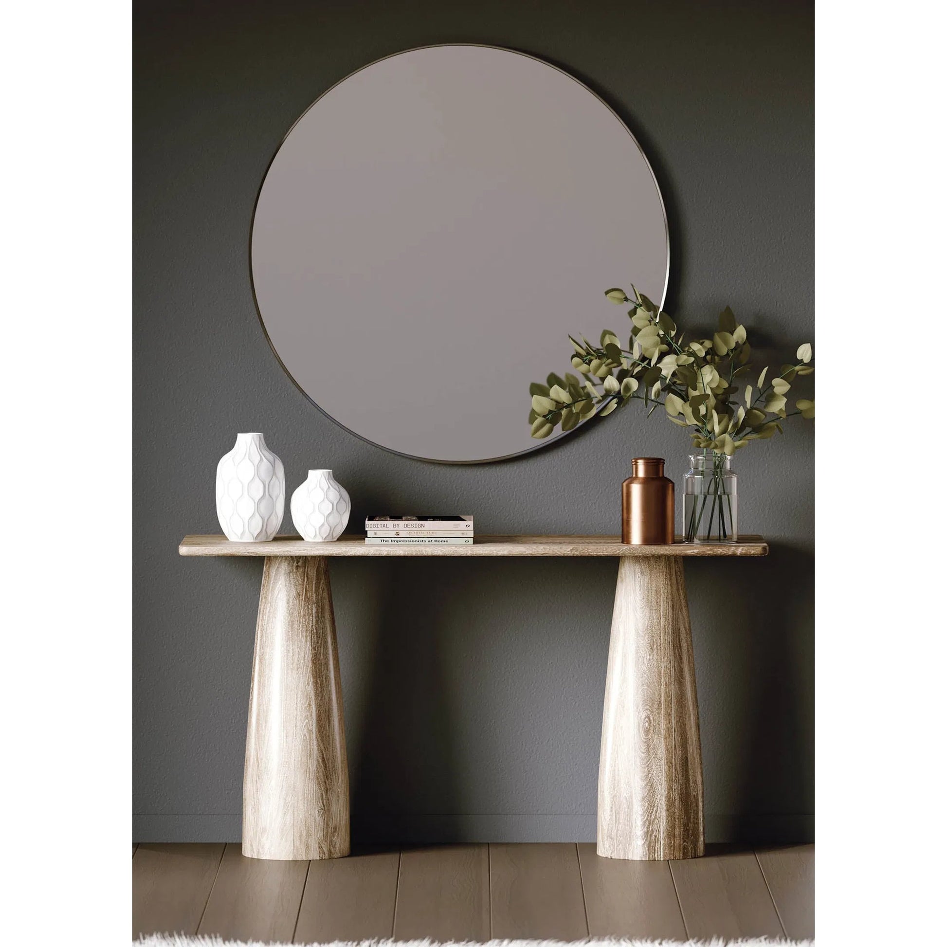 Truffle Console Table by LH Imports in light brown and natural white wash. Made from mango wood in a unique style.