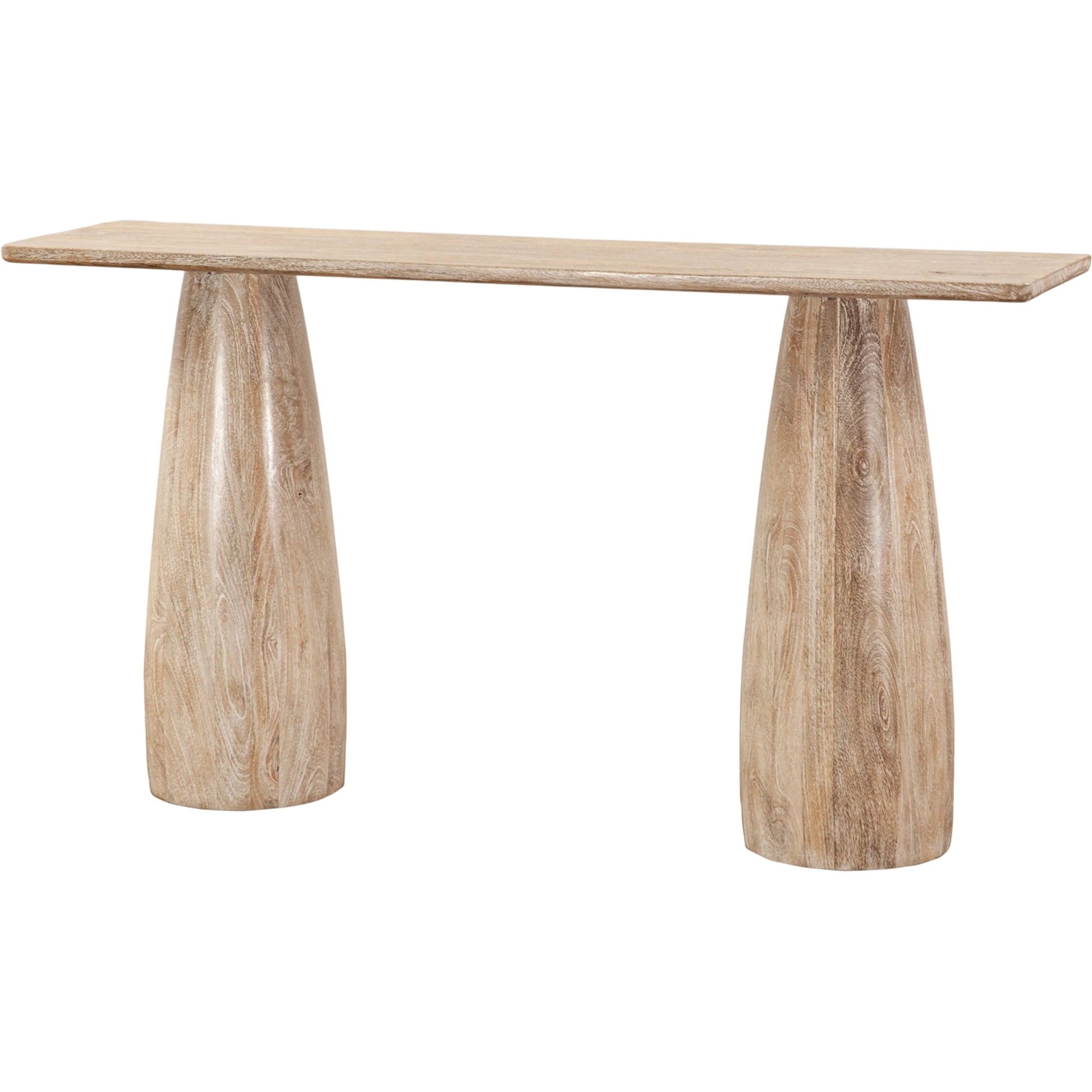 Truffle Console Table by LH Imports in light brown and natural white wash. Made from mango wood in a unique style.