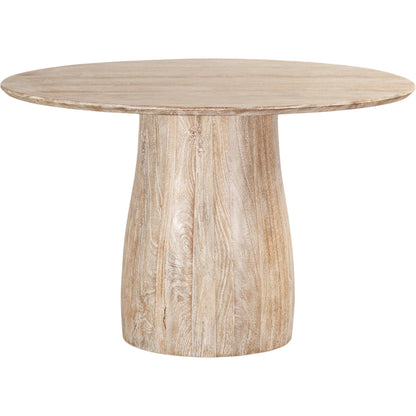 Truffle Round Dining Table by LH Imports in light brown and natural white wash. Made from mango wood in a unique style.