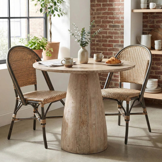 Truffle Bistro Table by LH Imports in brown and natural white wash. Made from mango wood in a unique style.