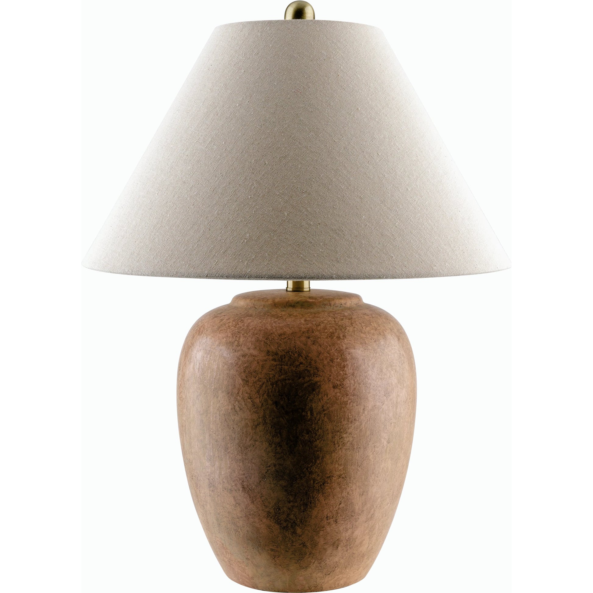 Turin Accent Table Lamp - 535888 by Surya in metallic bronze, pink, translucent, white, metallic brass, beige and glazedplated. Made from ceramic, linen, iron in a modern style.