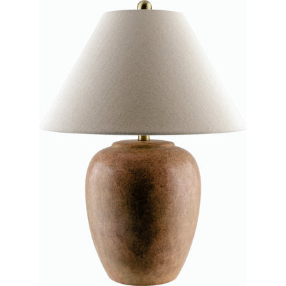 Turin Accent Table Lamp - 535888 by Surya in metallic bronze, pink, translucent, white, metallic brass, beige and glazedplated. Made from ceramic, linen, iron in a modern style.