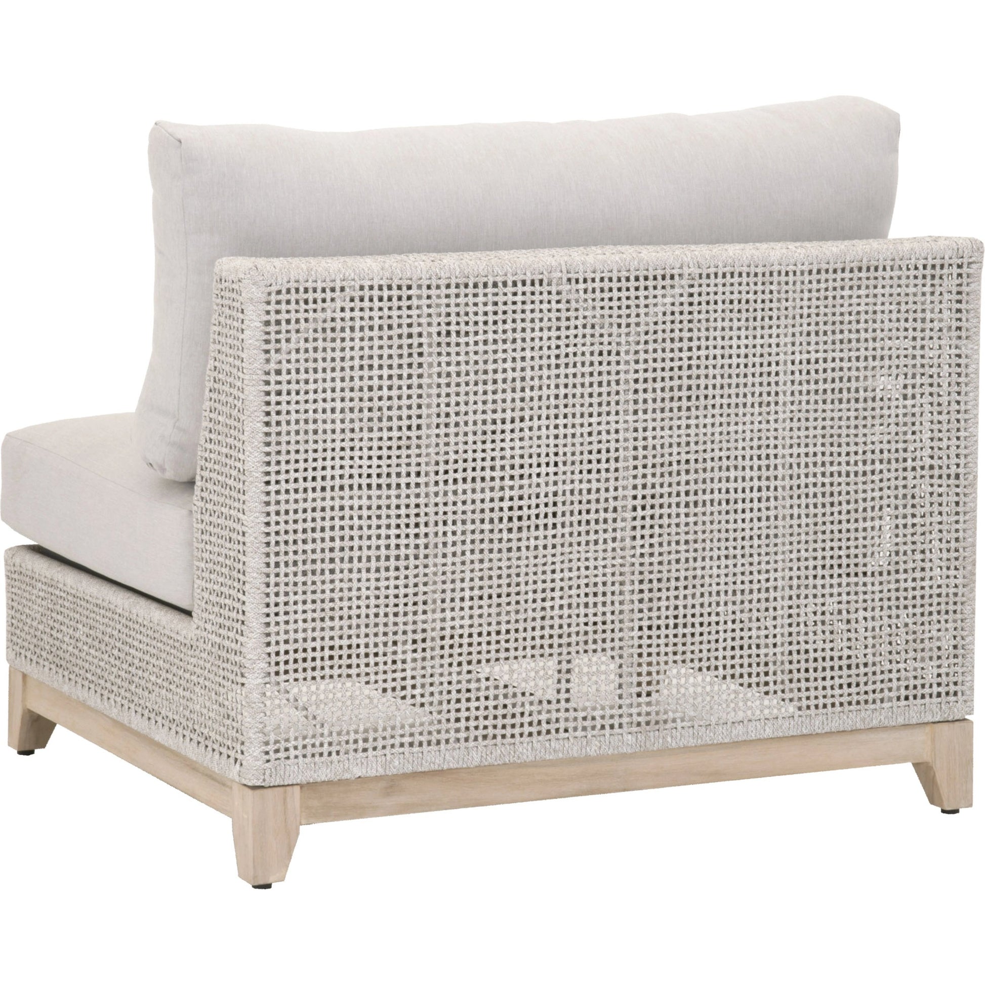 Tropez Armless Sofa Chair by Essentials For Living in gray, taupe, white, pumice. Made from solid teak, aluminum, rope, 100% olefin in a coastal style.