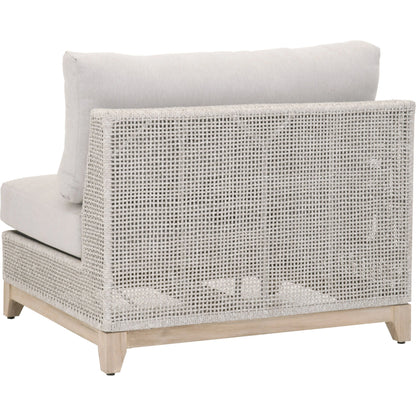 Tropez Armless Sofa Chair by Essentials For Living in gray, taupe, white, pumice. Made from solid teak, aluminum, rope, 100% olefin in a coastal style.