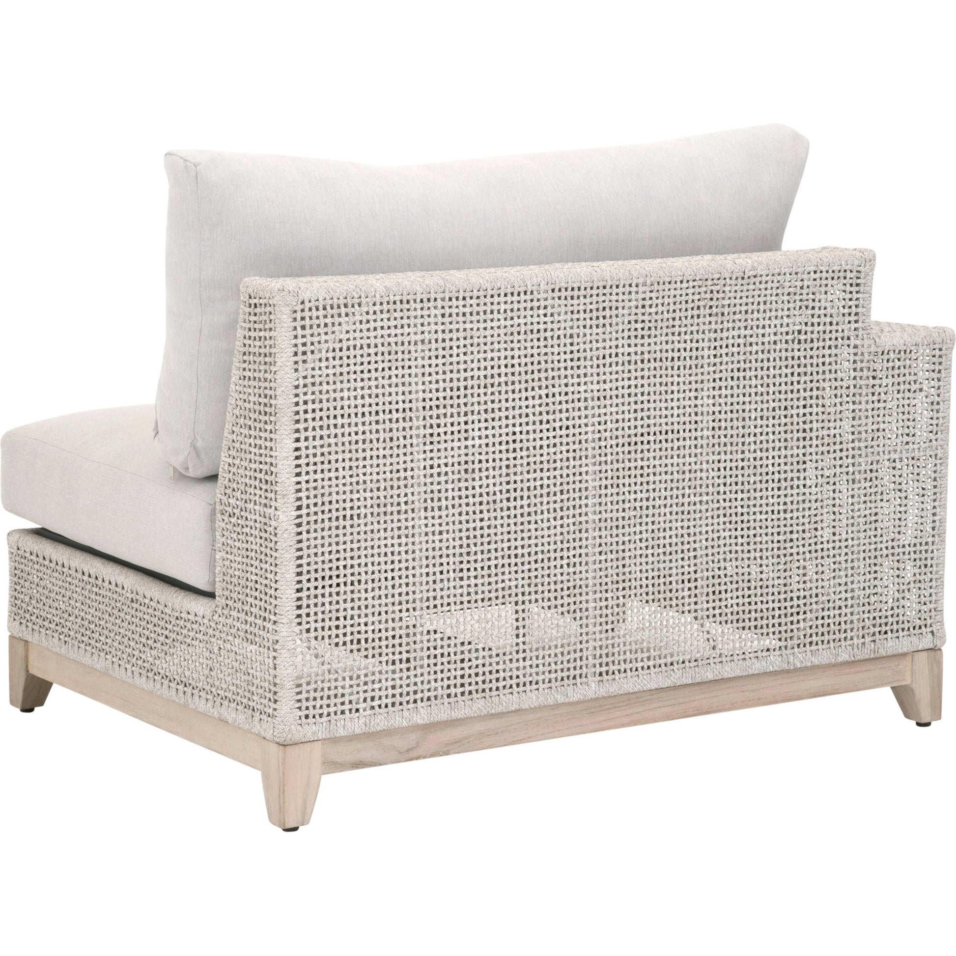 Tropez One Arm Sofa Chair by Essentials For Living in gray, taupe, white, pumice. Made from solid teak, aluminum, rope, 100% olefin in a coastal style.
