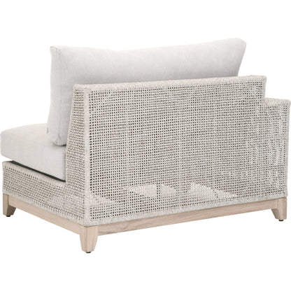 Tropez One Arm Sofa Chair by Essentials For Living in gray, taupe, white, pumice. Made from solid teak, aluminum, rope, 100% olefin in a coastal style.