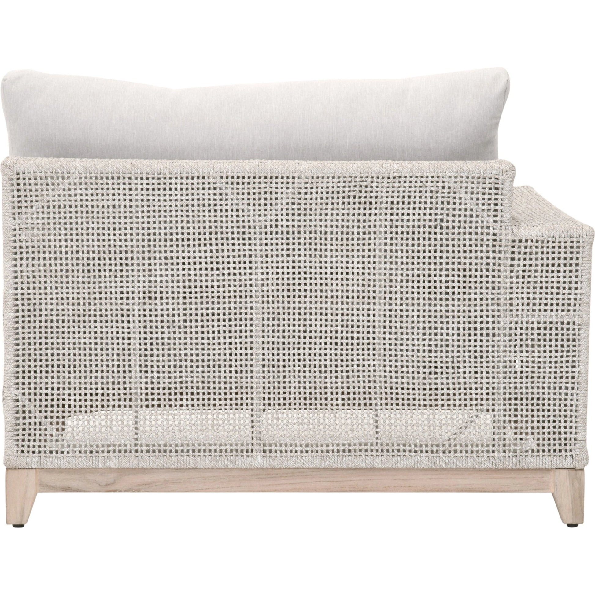 Tropez One Arm Sofa Chair by Essentials For Living in gray, taupe, white, pumice. Made from solid teak, aluminum, rope, 100% olefin in a coastal style.