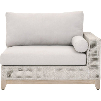 Tropez One Arm Sofa Chair by Essentials For Living in gray, taupe, white, pumice. Made from solid teak, aluminum, rope, 100% olefin in a coastal style.