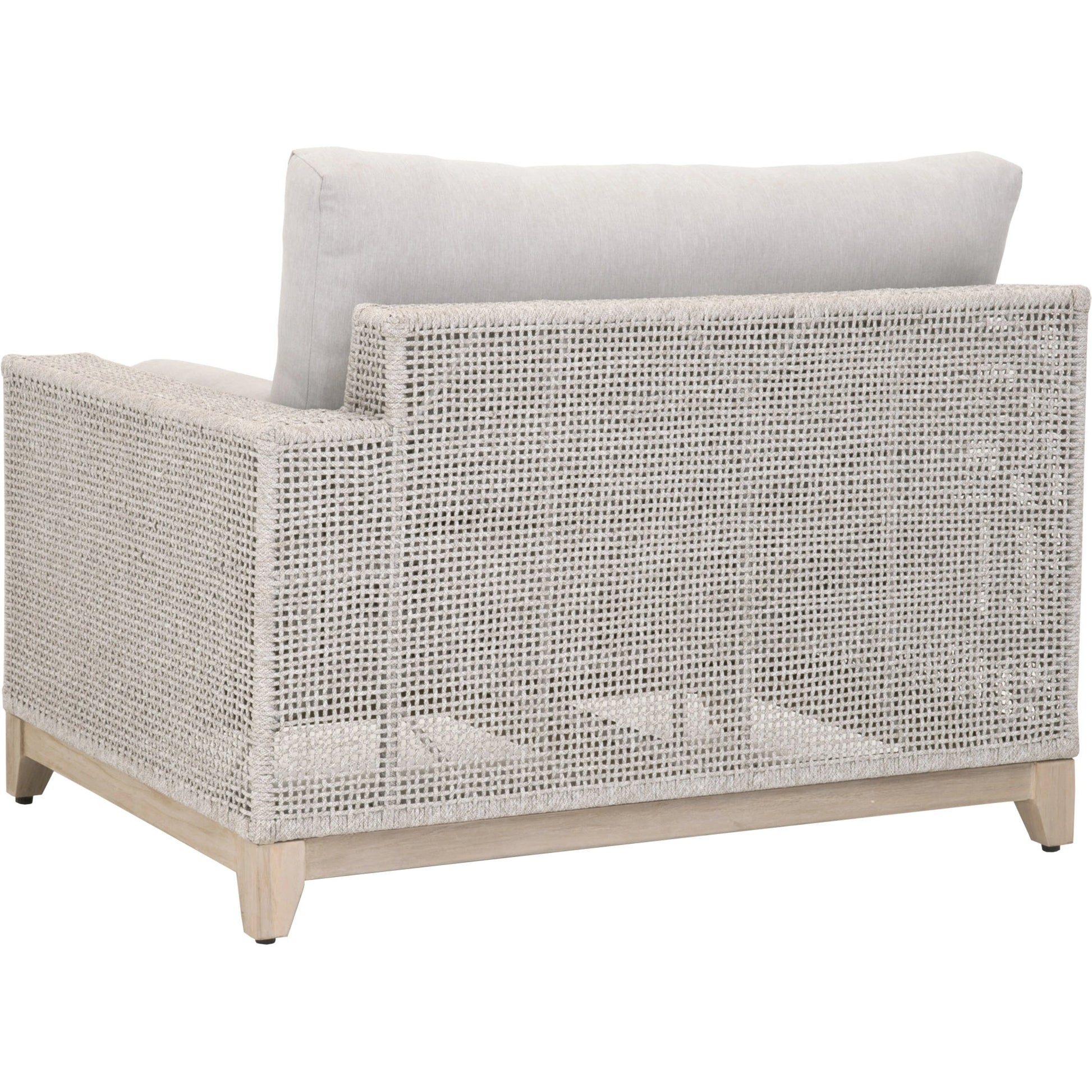 Tropez One Arm Sofa Chair by Essentials For Living in gray, taupe, white, pumice. Made from solid teak, aluminum, rope, 100% olefin in a coastal style.