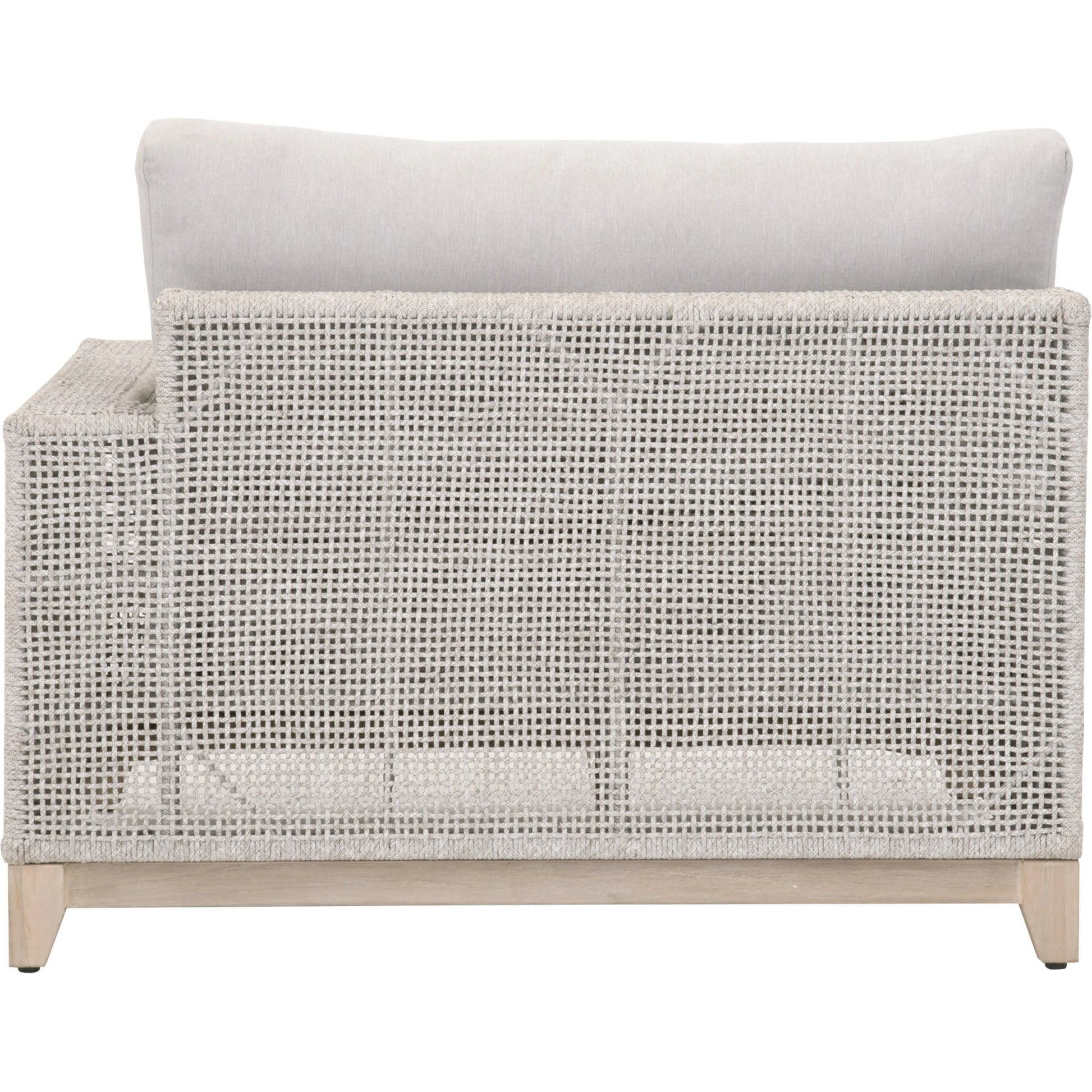 Tropez One Arm Sofa Chair by Essentials For Living in gray, taupe, white, pumice. Made from solid teak, aluminum, rope, 100% olefin in a coastal style.