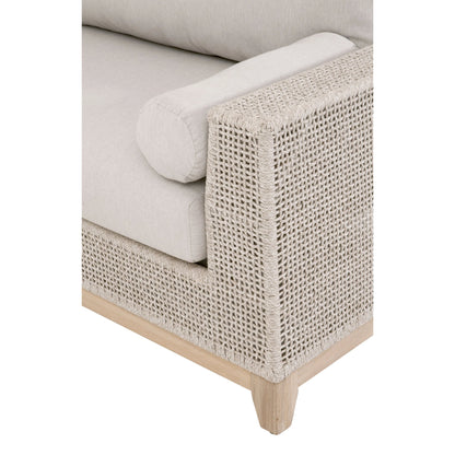 Tropez One Arm Sofa Chair by Essentials For Living in gray, taupe, white, pumice. Made from solid teak, aluminum, rope, 100% olefin in a coastal style.