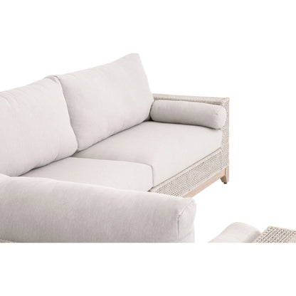 Tropez One Arm Sofa Chair by Essentials For Living in gray, taupe, white, pumice. Made from solid teak, aluminum, rope, 100% olefin in a coastal style.