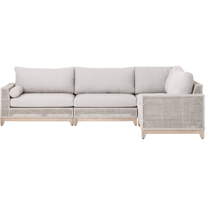 Tropez Armless Sofa Chair by Essentials For Living in gray, taupe, white, pumice. Made from solid teak, aluminum, rope, 100% olefin in a coastal style.