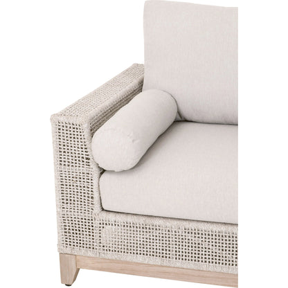 Tropez One Arm Sofa Chair by Essentials For Living in gray, taupe, white, pumice. Made from solid teak, aluminum, rope, 100% olefin in a coastal style.