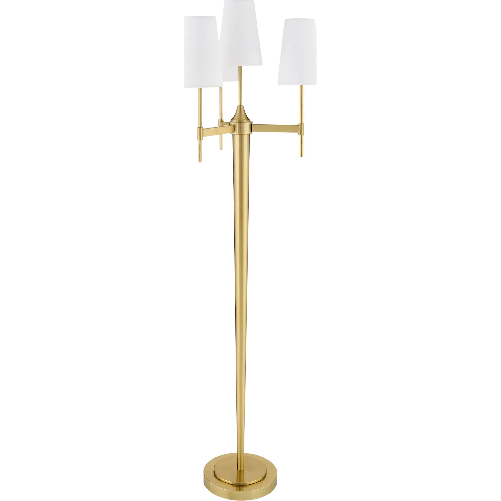 Tarro Accent Floor Lamp by Surya in metallic brass, white, translucent. Made from iron, linen, polyester in a transitional style.