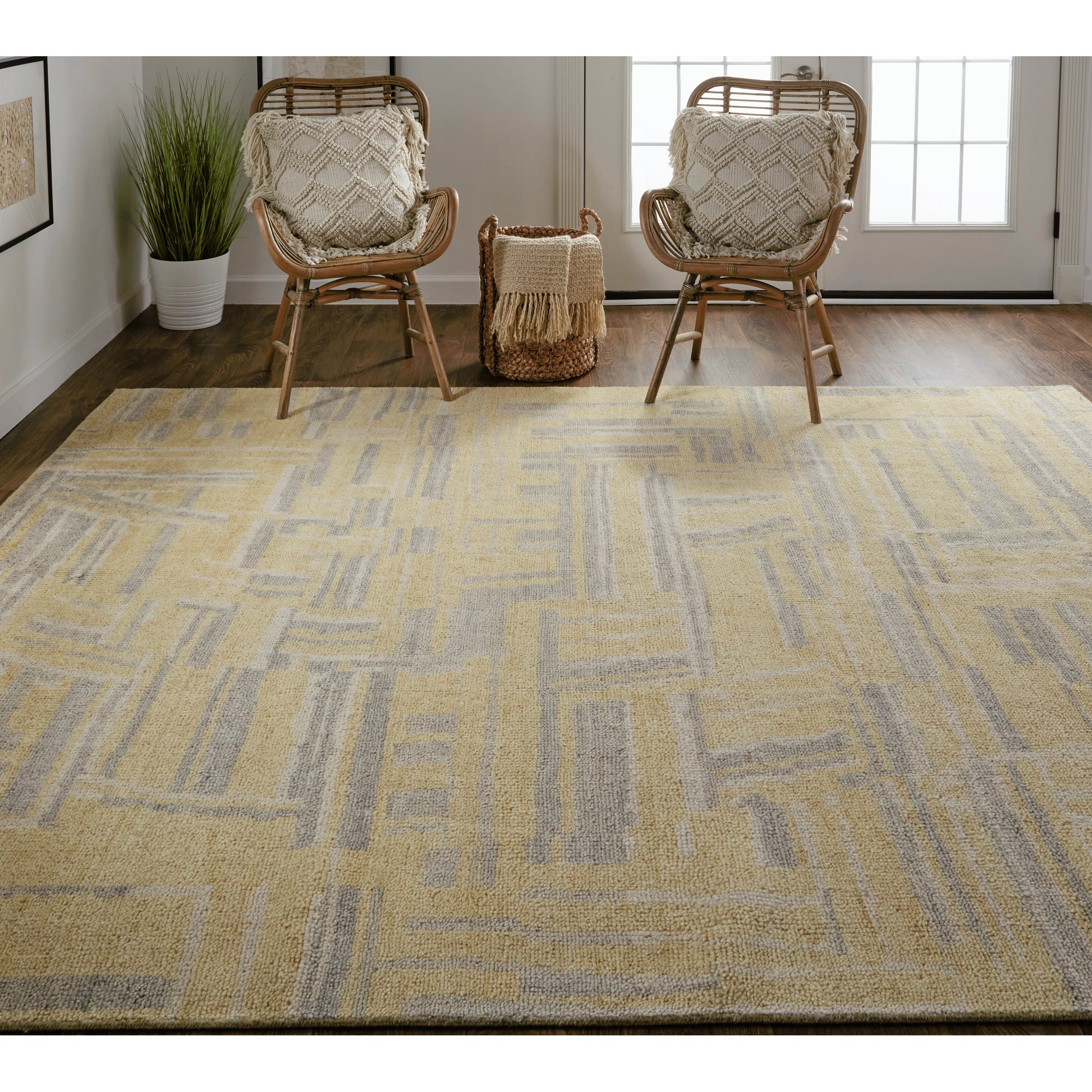 Weatherfield Transitional Rug - T06T6004 by Thom Felicia by Feizy Rugs in gold, gray. Made from wool in a unique style.