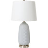 Body: Gray, Base: Metallic - Nickel, Shade: White, Finial: Metallic - Nickel, Harp: Metallic - Nickel, Cord: Translucent