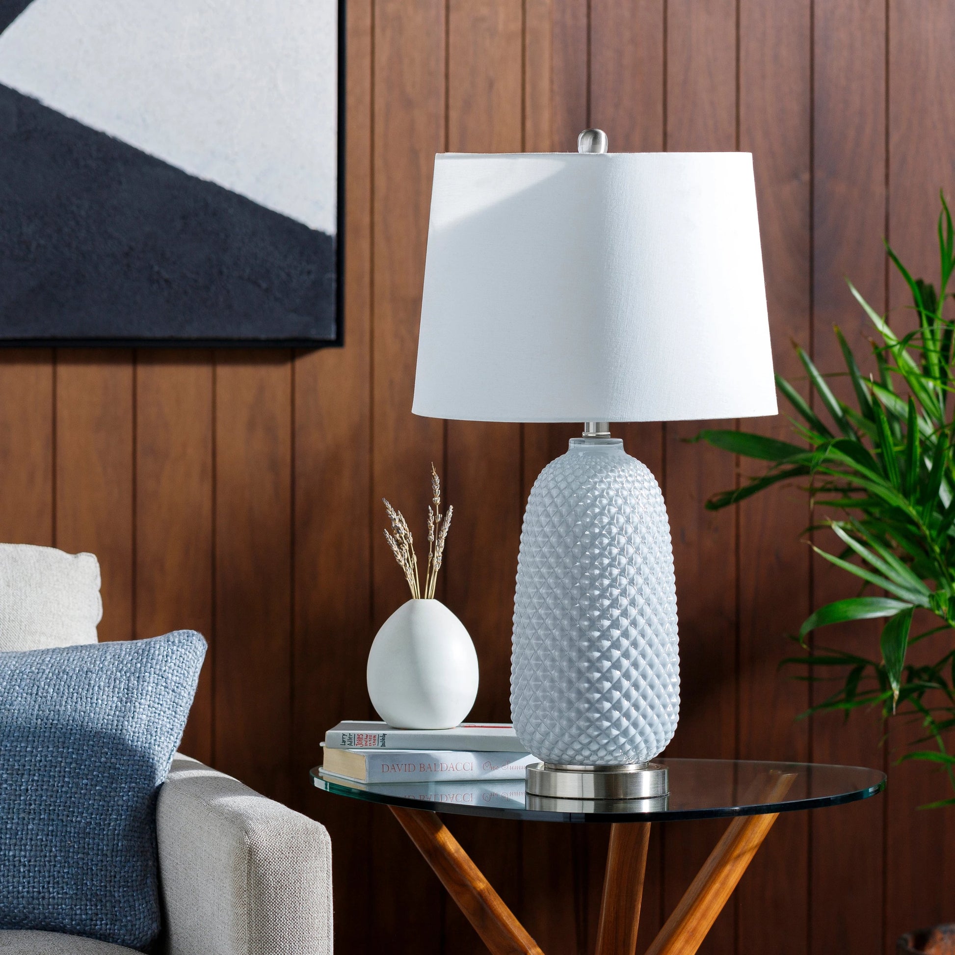 Tory - 32218 by Surya in brushedpaintedbrushed. Made from shade (outside): linen, shade (inside): polyester, body: glass, base: metal, finial: metal, harp: metal in a modern style.