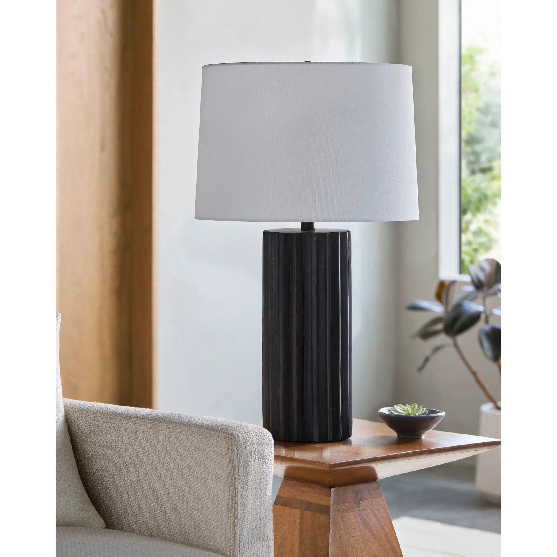 Terza Accent Table Lamp by Surya in paintedpainted. Made from ceramic, linen, resin in a unique style.