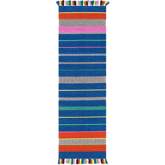 Trenza Rug - 25226 by Surya in blue, black, dark blue, green, rust, purple. Made from 100% cotton in a unique style.
