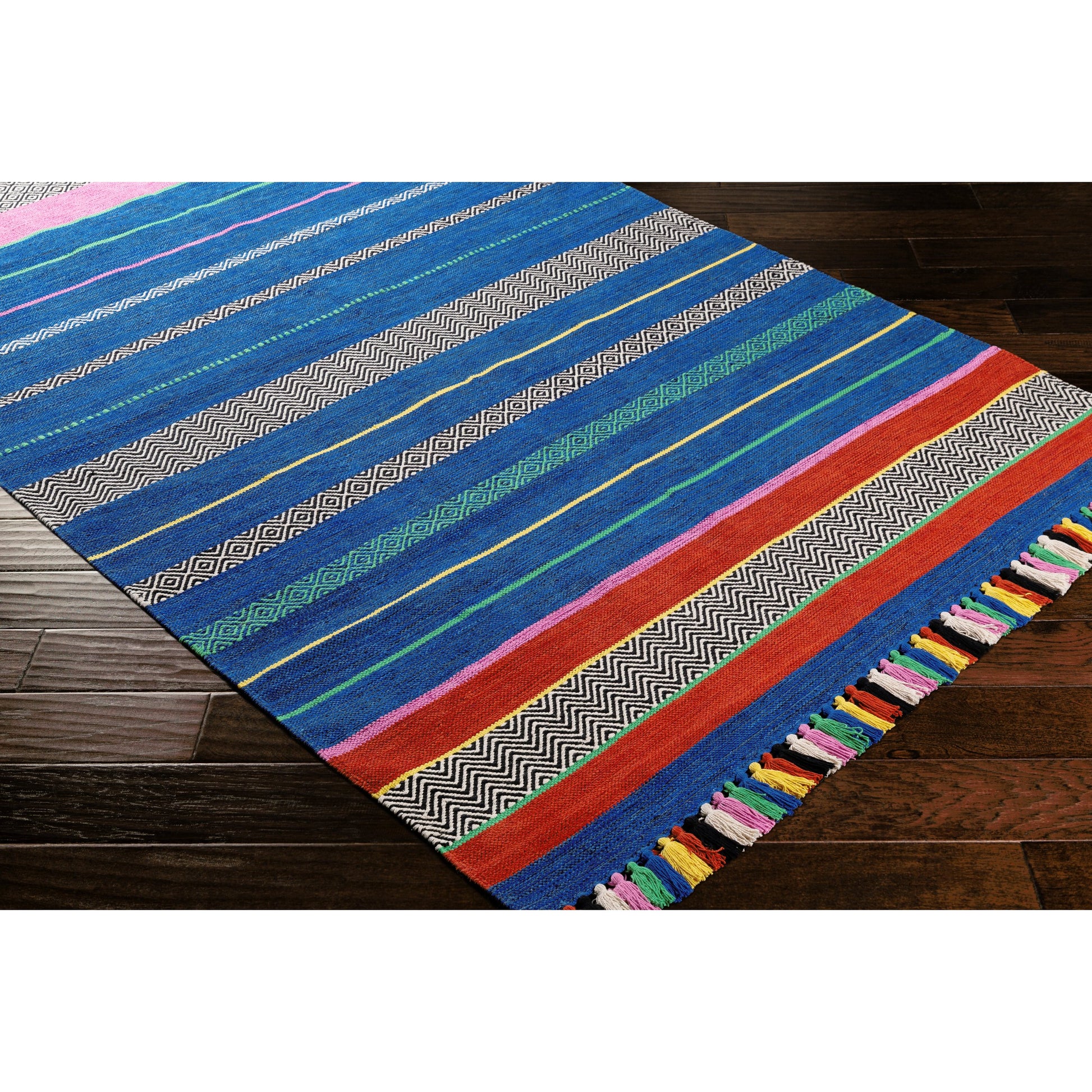 Trenza Rug - 25226 by Surya in blue, black, dark blue, green, rust, purple. Made from 100% cotton in a unique style.