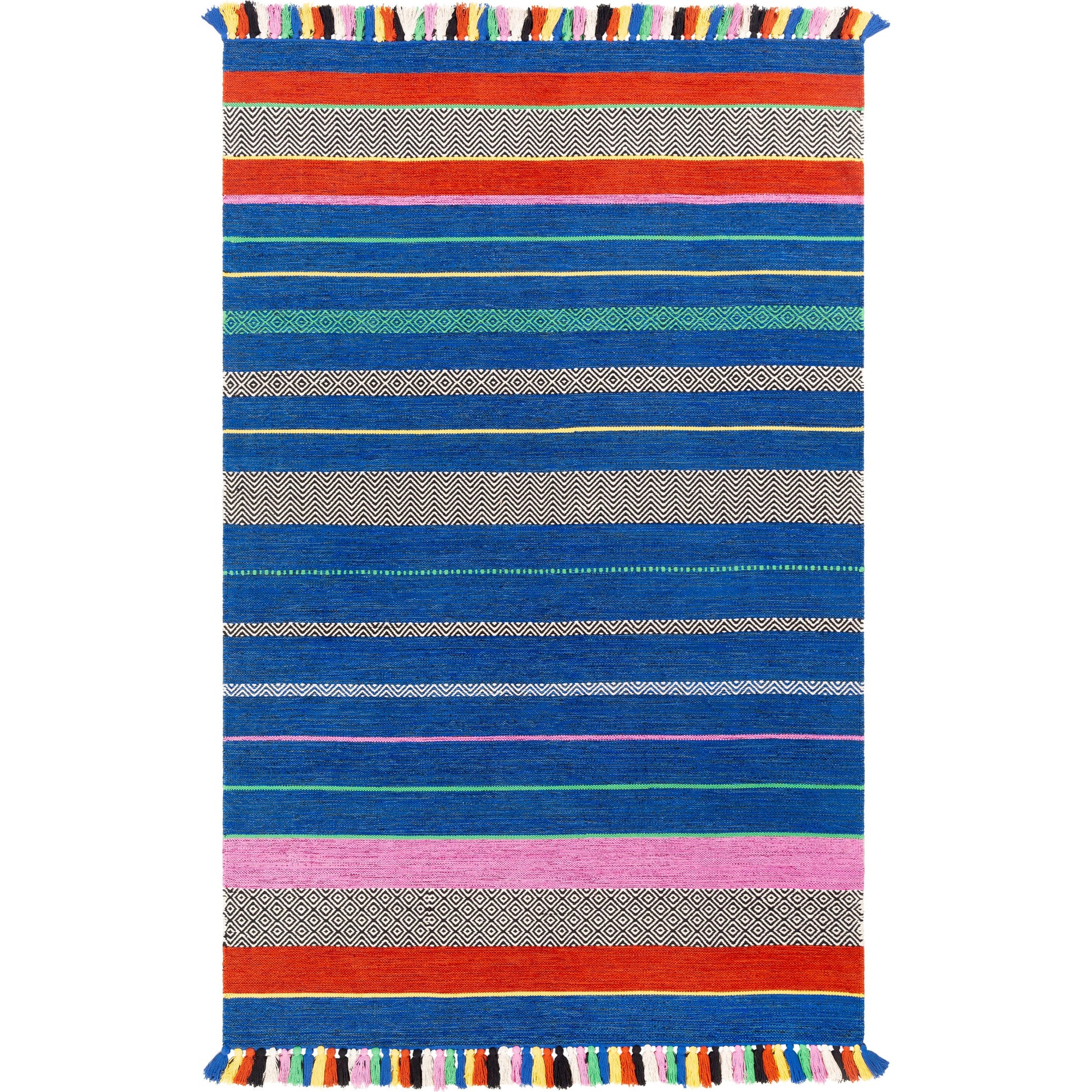 Trenza Rug - 25226 by Surya in blue, black, dark blue, green, rust, purple. Made from 100% cotton in a unique style.