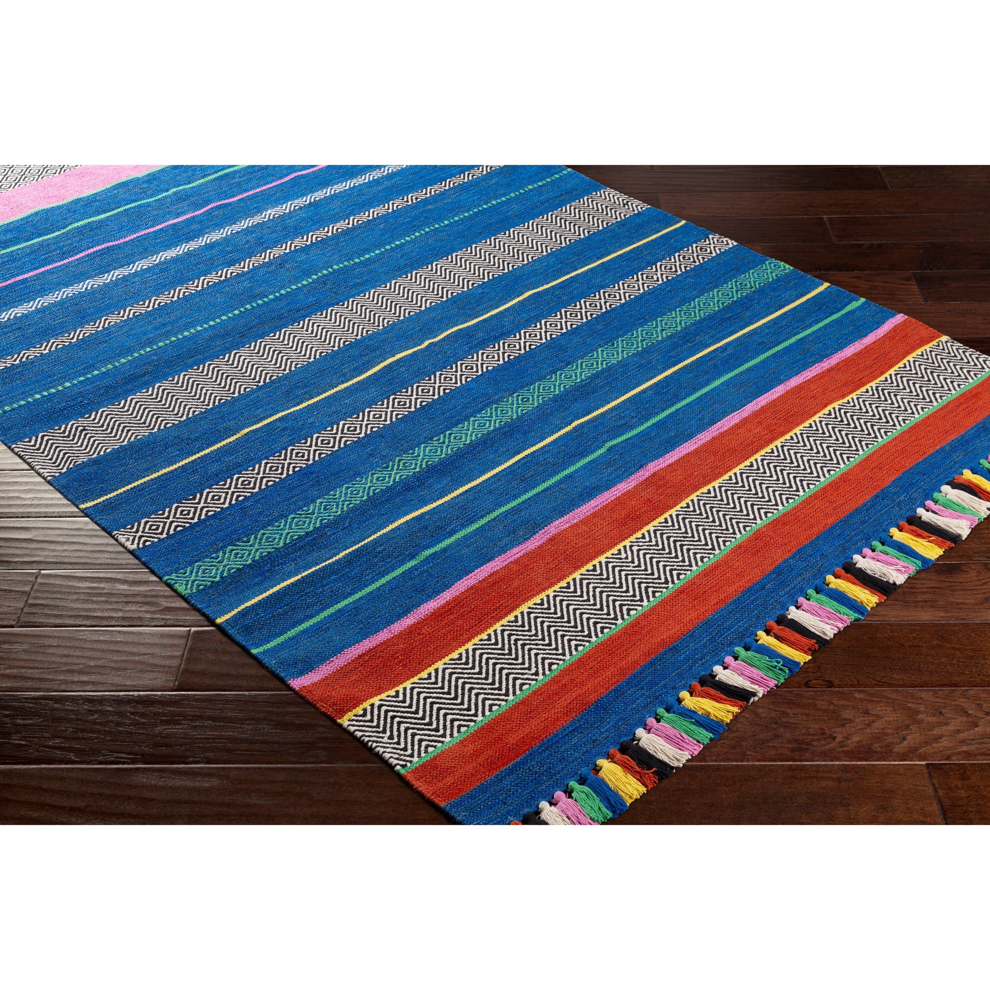 Trenza Rug - 25226 by Surya in blue, black, dark blue, green, rust, purple. Made from 100% cotton in a unique style.