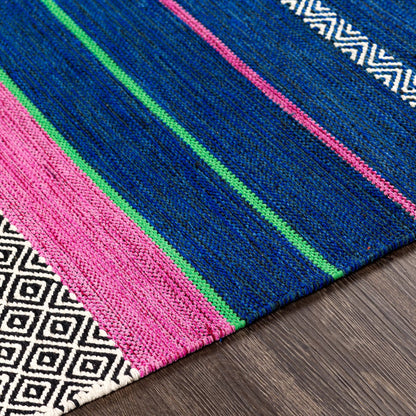 Trenza Rug - 25226 by Surya in blue, black, dark blue, green, rust, purple. Made from 100% cotton in a unique style.