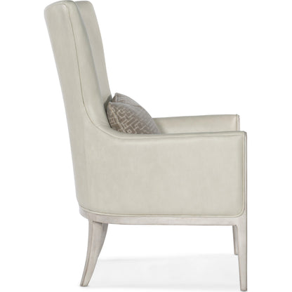 Kyndall Club Chair by Hooker Furniture in light wood. Made from leather, fabric, (semi-aniline top grain) in a modern style.