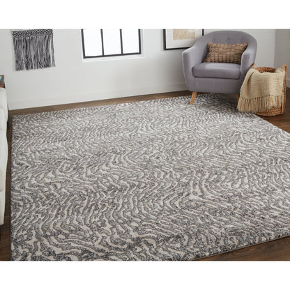 Vancouver Transitional Rug - 39FJF by Feizy in gray, taupe, ivory. Made from 74% polypropylene frieze, 26% high bulk polyester in a unique style.