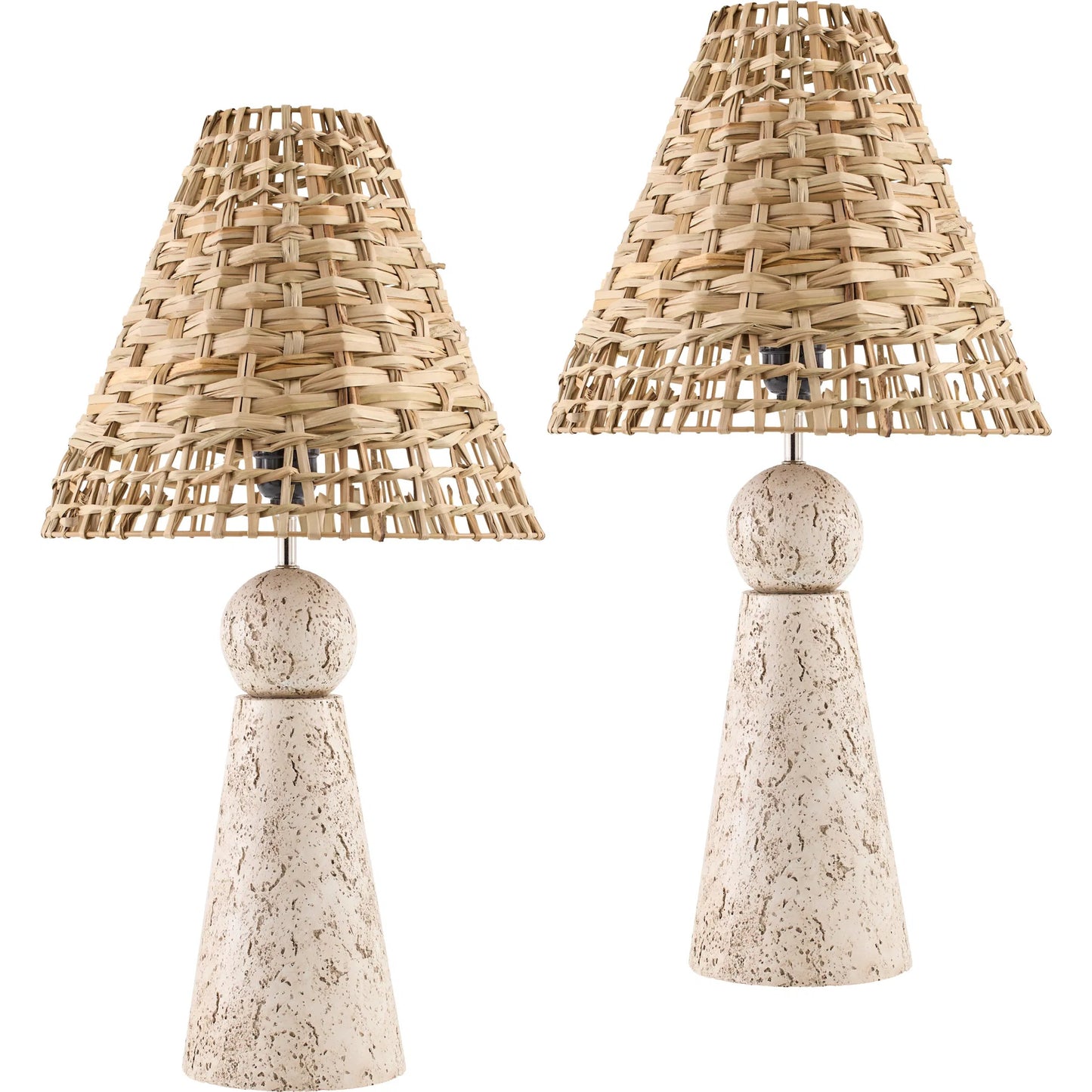 002 SI-2257943 | Primary Silo | Teslin Accent Table Lamp by Livabliss in washed, stone. Made from travertine, rattan in a unique style.