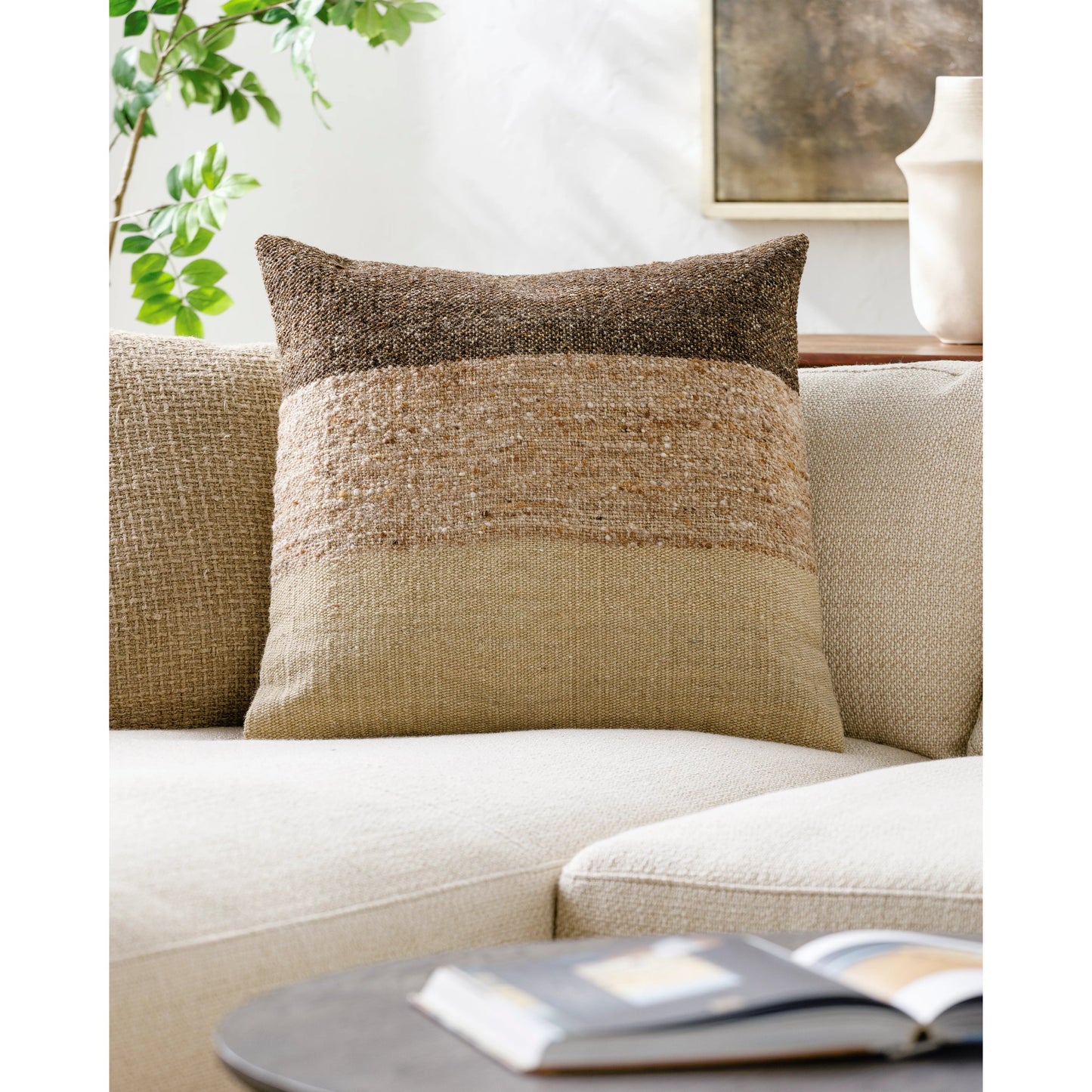 003 SI-2165157,SI-2165158,SI-2165159,SI-2165160,SI-2165161,SI-2165162 | Lifestyle | Troposphere Accent Pillow - 533809 by Surya in dark brown, tan, beige. Made from wool, cotton in a modern style.
