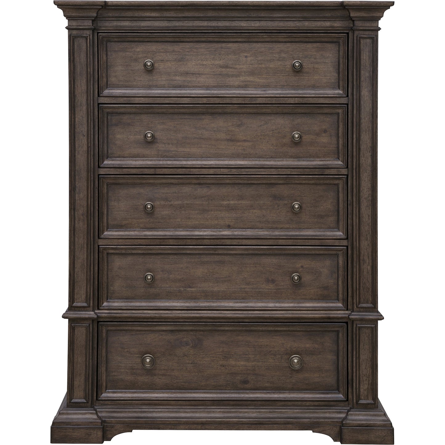 002 SI-2143489 | Additional Silo | Woodbury Five-Drawer Chest by Pulaski Furniture in cowboy boots brown. Made from rubberwood in a traditional style.