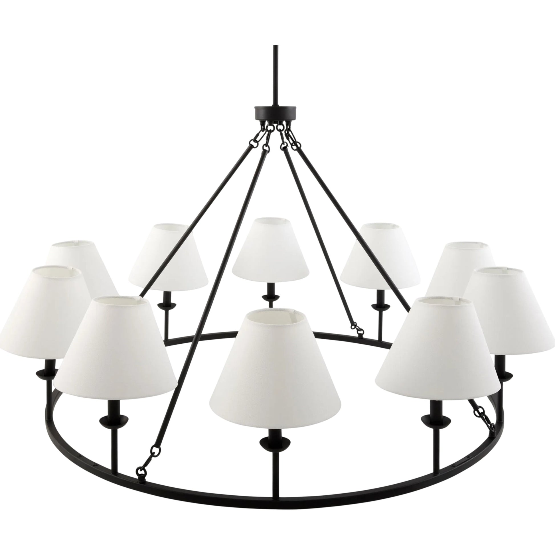 Tessro Chandelier by Surya in black and lacquered. Made from iron in a unique style.
