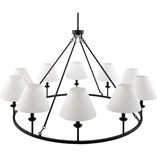 Tessro Chandelier by Surya in black and lacquered. Made from iron in a unique style.