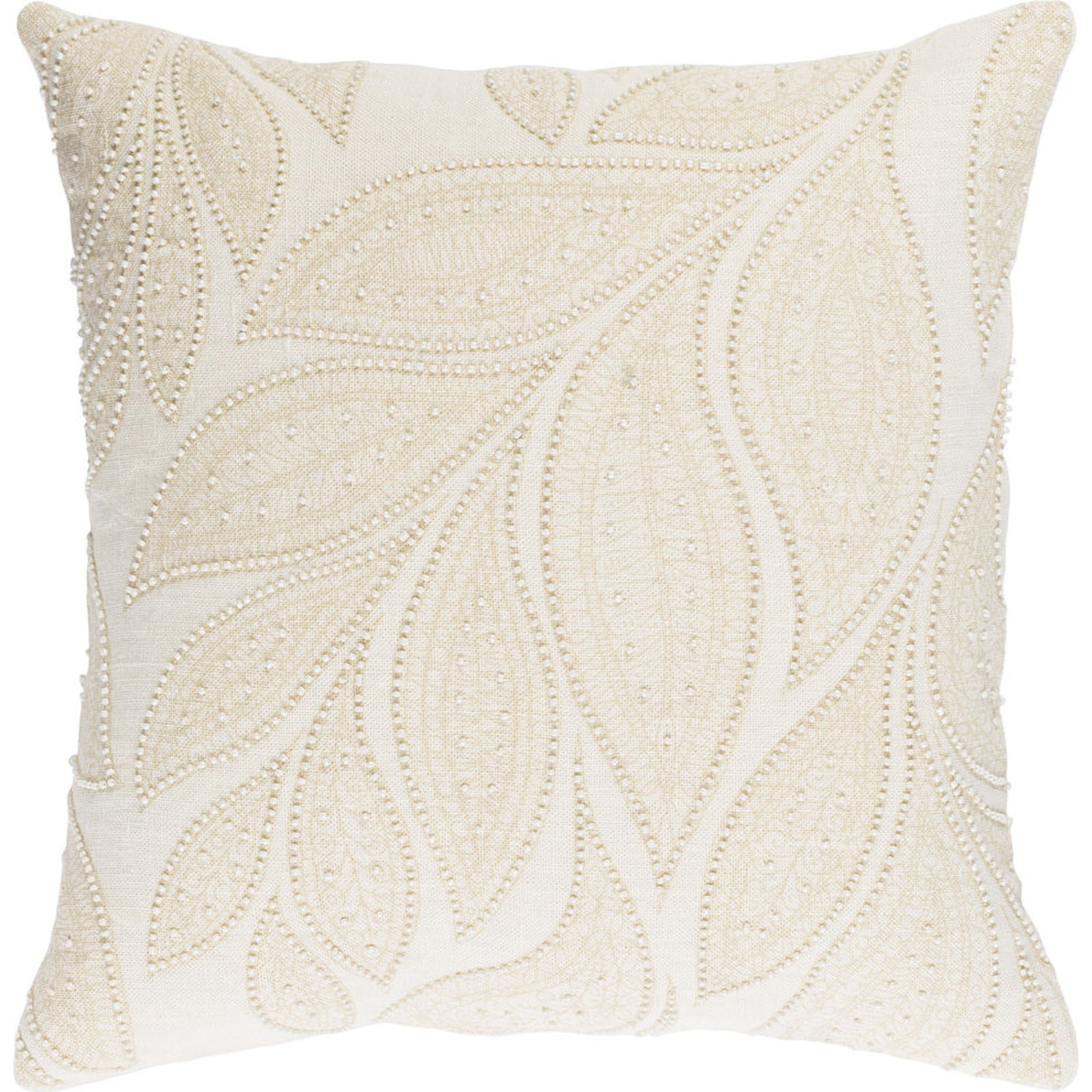 Tansy Pillow - 16242 by Surya in peach, rose, cream. Made from front: 100% linen, back: 100% linen in a modern style.