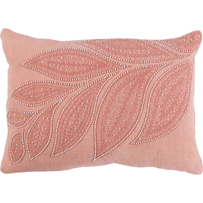 Tansy Pillow - 16242 by Surya in peach, rose, cream. Made from front: 100% linen, back: 100% linen in a modern style.