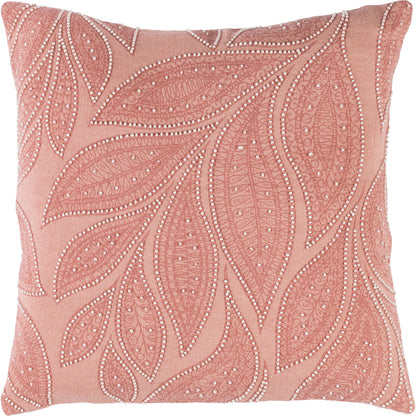 Tansy Pillow - 16242 by Surya in peach, rose, cream. Made from front: 100% linen, back: 100% linen in a modern style.