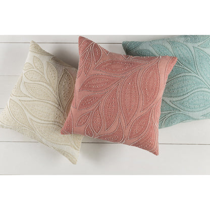 Tansy Pillow - 16242 by Surya in peach, rose, cream. Made from front: 100% linen, back: 100% linen in a modern style.