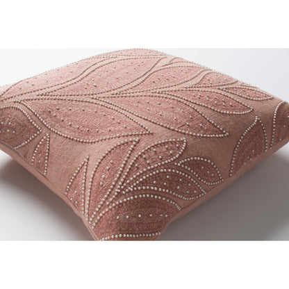 Tansy Pillow - 16242 by Surya in peach, rose, cream. Made from front: 100% linen, back: 100% linen in a modern style.