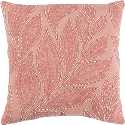 Tansy Pillow - 16242 by Surya in peach, rose, cream. Made from front: 100% linen, back: 100% linen in a modern style.