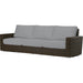 Montecito Outdoor Sofa by Sunset West in cognac. Made from resin wicker in a modern style.